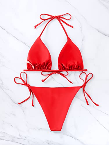 Image of Bikinis Swimsuit Set for Women Swimwear Triangle Bathing Suit Tie String Thong