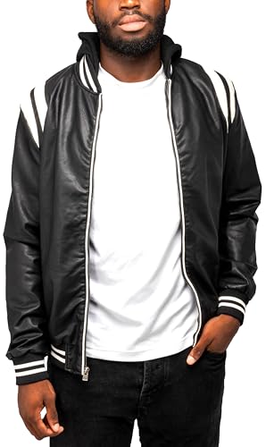 Image of X-Ray Men's Slim Fit Faux-Leather Moto Jacket with Removable Hood