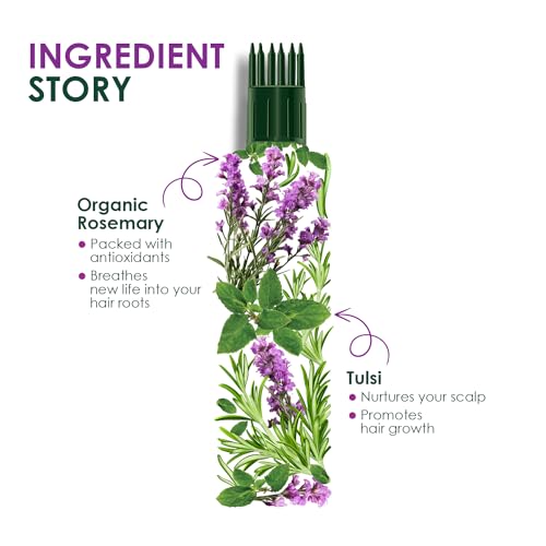 Kesh King Organic Rosemary Oil with Tulsi, ayurvedic hair oil for hair fall and regrowth with hair oil applicator, for men and women, 200ml - Image 5