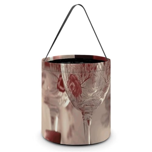 La Mejor Lista de Copas de vino dulce del mes. 47 JTKLQBN - Bolsas de dulces de Halloween, cubos de Navidad para regalos, dos copas de vino, reutilizables, para Halloween, dulces, bolsas de regalo para fiestas, Navidad, Halloween