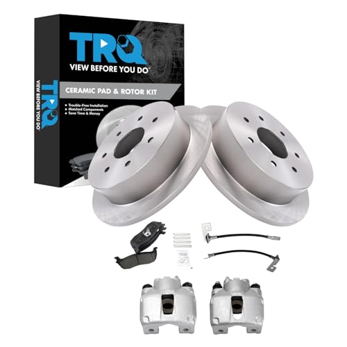 Image of TRQ Rear Brake Pad and Rotor Set Ceramic Calipers Compatible with 2000-2003 Ford F-150 2004 F-150 Heritage