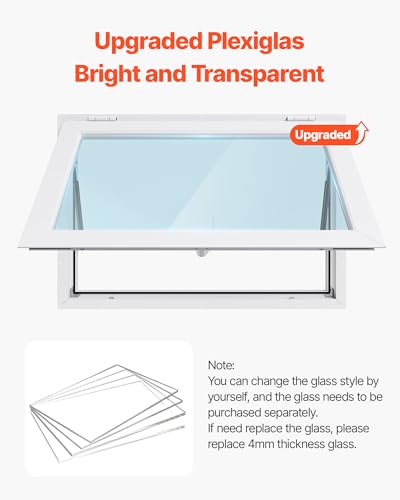 Image of VEVOR Concession Window, Aluminum Alloy Frame Service Window for Food Truck, Up to 85 Degrees Stand Serving with Awning Door and Drag Hook, Rainwater Resistant (whole piece, 36x24in with windows)