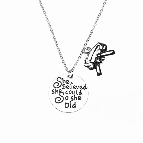 Sportybella Martial Arts Necklace, She Believed She Could So She Did Belt Keychain, Martial Arts Gift