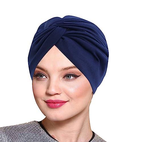 Generisch Gorra de papá de imitación de seda de doble capa para dormir, diadema retorcida, sombrero de belleza, maquillaje casero, gorra para mujer, azul marino (azul marino, talla única)