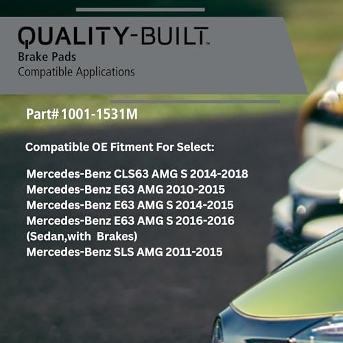 Image of QUALITY-BUILT Rear Semi-Metallic Brake Pads, Premium 1001-1531M, Compatible with 2010-2018 Mercedes-Benz (CLS63 AMG S, E63 AMG, E63 AMG S, SLS AMG)