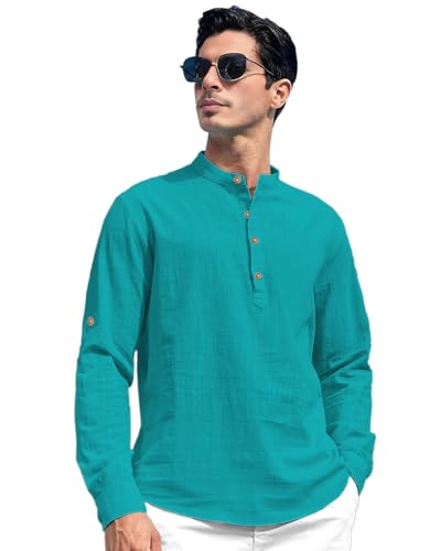 Image of Vida Loca Men Solid Cotton Blend Straight Kurta Shirt