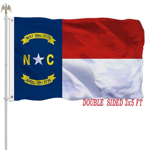 North Carolina State Flag 3x5 Double Sided North Carolina NC Flags Heavy Duty 100% Polyester with 2 Brass Grommets for Outdoor Indoor Wall