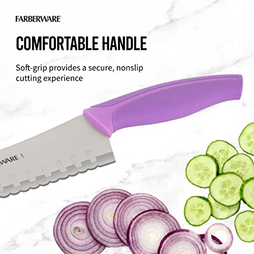 Farberware Precise Slice Serrated Santoku Knife, 7 Inch, Purple - image 3