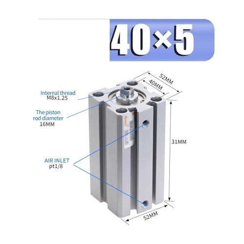 Cylindre pneumatique compact pour optimiser l'espace alésage 40mm 5mm - 3