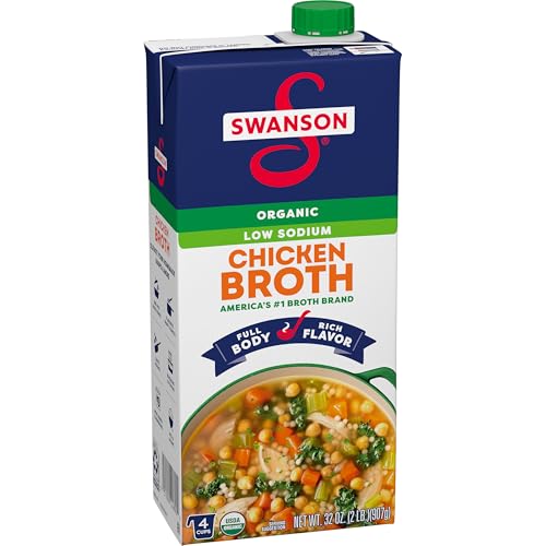 Swanson Low Sodium Organic Chicken Broth, 32 oz Carton