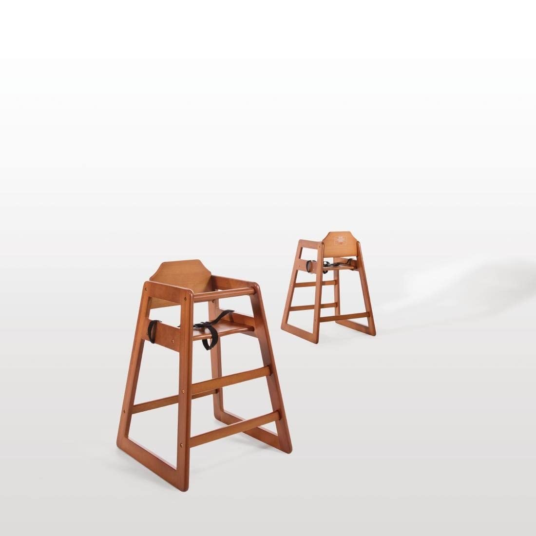 Bolero Robuster, sicherer Hochstuhl aus Holz für Babys und Kleinkinder | Dunkles Holzfinish | Sitzhöhe: 500 mm | Geeignet für Kinder bis 36 Monate | Inklusive 3-Punkt-Hüftgurt | DL901