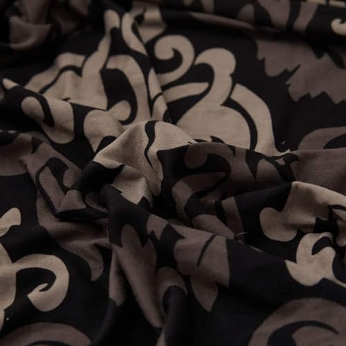 Image of House of Quirk Universal Sectional 140 GSM Sofa Covers L - Shape Slipcover 2pcs Elastic L-Type Chaise Sofa Furniture Protector (Black /Brown Motif)