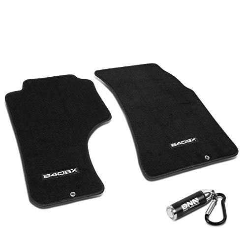 NRG Innovations FMR-240 Pair Front Floor Mat Pads Carpet Set + LED Keychain Flashlight