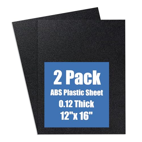 Image of Plastic Sheet 12 inch x 16 inch x 0.125 inch, Black PVC Board Flexible Moldable Impact Strength and High Tensile 1 /8 inch Thick (3mm) for Crafts Materials Home Decor and Handicrafts, Abs Plastic Sheets 2 Pack