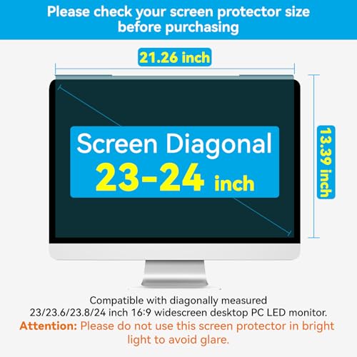 Image of MOSISO Computer Blue Light Blocking Screen Protector Anti-UV Filter Film | 23-24 inch Screen Eye Protection Filter Film Panel for Diagonal 23,23.6,23.8,24 inch 16:9 Widescreen Desktop PC LED Monitor