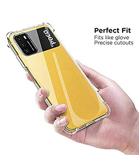 Image of Soft Flexible Silicone Back Cover (Poco M3, Transparent Case + Screen Guard)