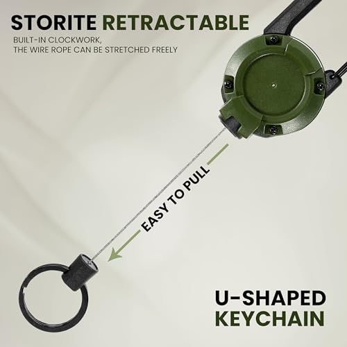 Image of Storite Retractable Keychain ID Badge Holder Keyring | Secure Carabiner Clip for Backpacking, Fishing, Outdoor Use | Durable ABS, Lightweight & Reusable | Ideal for Everyday Travel