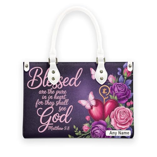 Personalized Leather Handbag with Your Name and Zipper, Perfect Gifts for Christian Gifts For Women - Mother's Day Gifts, Church Bags for Women, Bible Bag, Purses For Moms, Personalized Bags RcdNX33