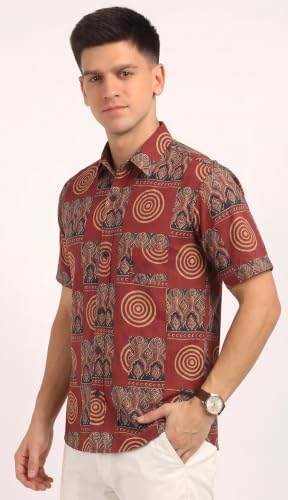 Image of BLOCKS OF INDIA Cotton Hand Block Print Half Sleeves Summer Shirt for Men