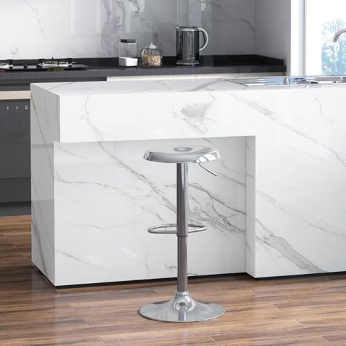 Image of Brage Living Adjustable Bar Stool, Swivel Round Metal Airlift Barstool, Backless Counter Height Bar Chair for Kitchen Dining Room Pub Cafe, 1 pc (Chrome)