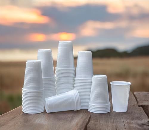 HOT BARGAINS White Plastic Cups 7oz Reusable tumblers 1000 Pack