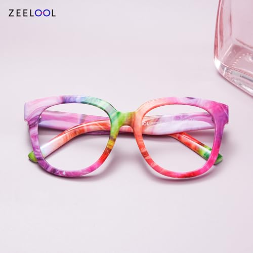 Image of Zeelool Oversized Blue Light Glasses for Women Square Candy Eyeglasses Stylish Full Rim Designer Eyewear Anti Eyestrain & UV JGP049594-13B