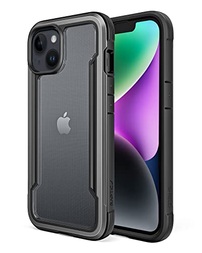 RAPTIC Shield for iPhone 14 Case, Shockproof Protective Clear Case, Military Grade 10ft Drop Tested, Durable Aluminum Frame, Anti-Yellowing Technology Case, 6.1 inch, Black