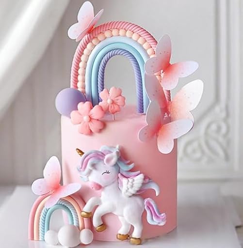 decoración de tarta unicornio pony cumpleaños decoración arco iris cake topper unicornio fiesta de regalos decoración arco iris cumpleaños para niña | Ya disponible en tu tienda friki favorita! En mundofriki.es!