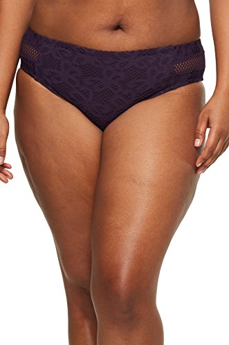 Becca Etc by Rebecca Virtue Women's Plus Size Netting Tab Side Hipster Bikini Bottom Plum 2X