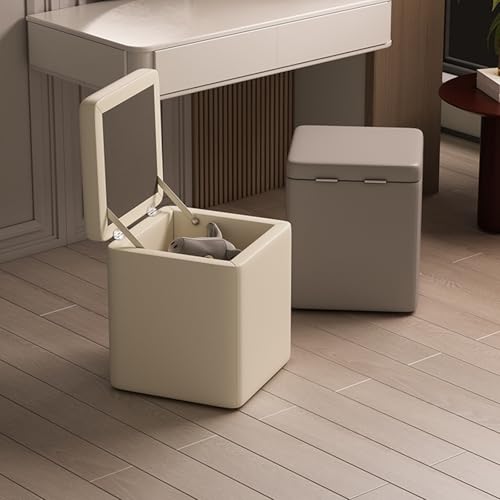 Taburete de tocador con base giratoria 360 y espacio de almacenaje oculto 6