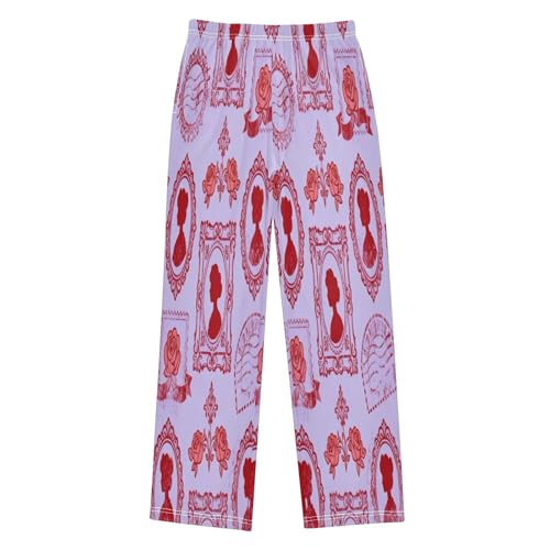 GuoChe Vintage Silhouette and Rose Elastic Waist Boys Sleepwear 6-8Y