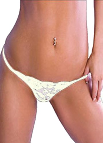 Bodyzone Women's Crotchless Lace Thong - One Size, White