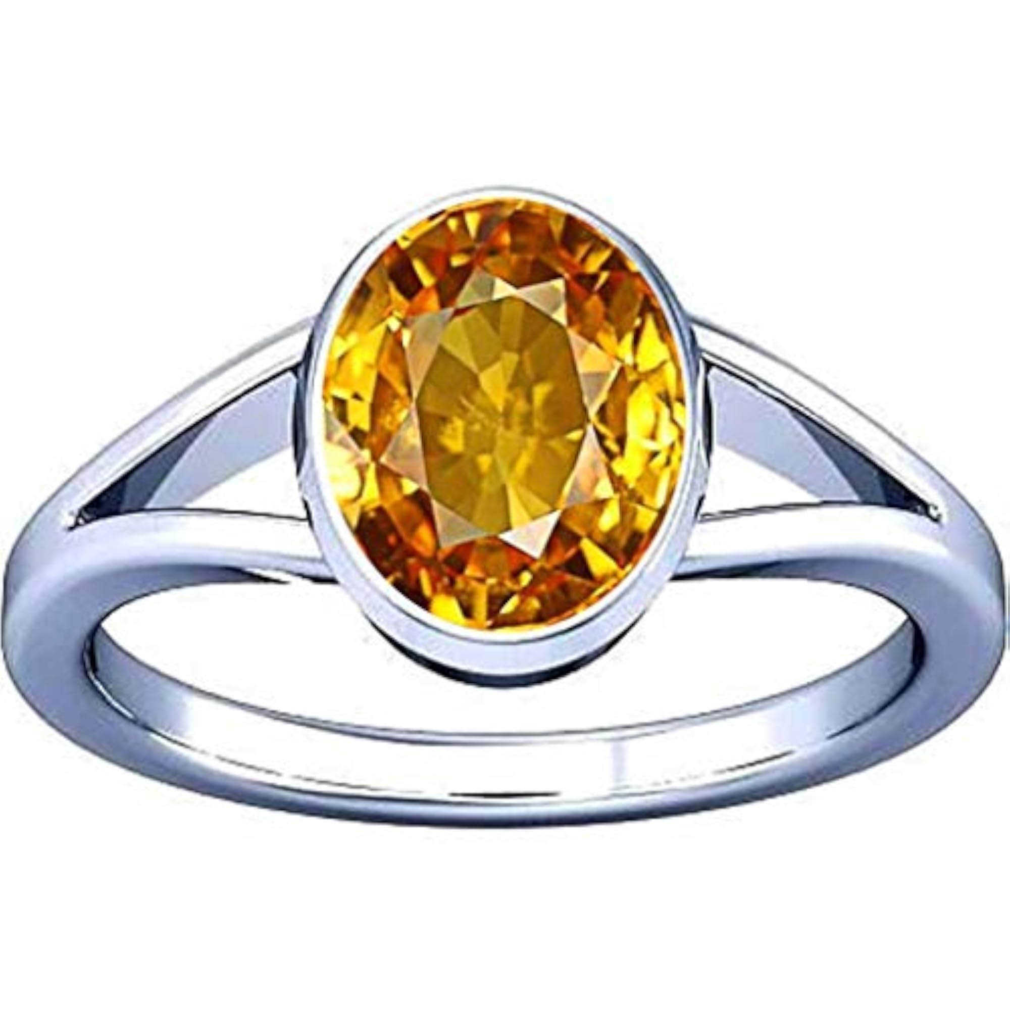 5.25-5.50 Ratti Citrine Sunhela Golden Topaz Gemstone Silver Ring