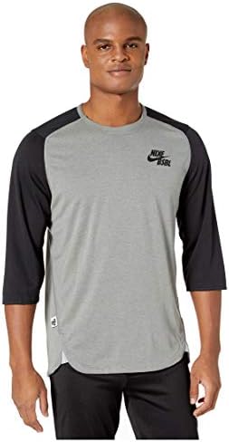 Nike Dri-Fit Men's 3/4 Sleeve Baseball Training Shirt (Small, Team Black/Dark Grey Heather)