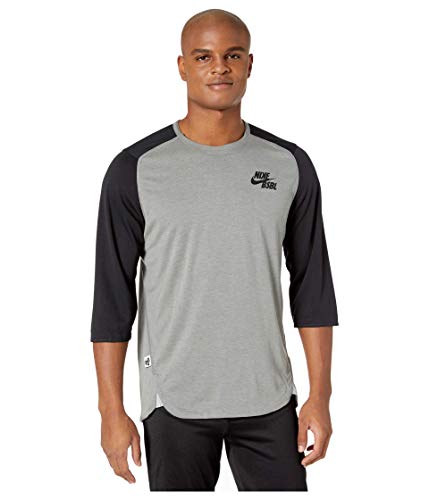 Nike Dri-Fit Men's 3/4 Sleeve Baseball Training Shirt (Small, Team Black/Dark Grey Heather) #TOP21
