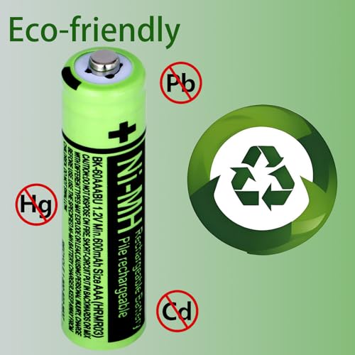 4 Packs BK-60AAABU 1.2V 600mAh Replacement Batteries,AAA Ni-MH Rechargeable Batteries 1.2V for panasonic Cordless Phone Handset BK 60AAABU Battery