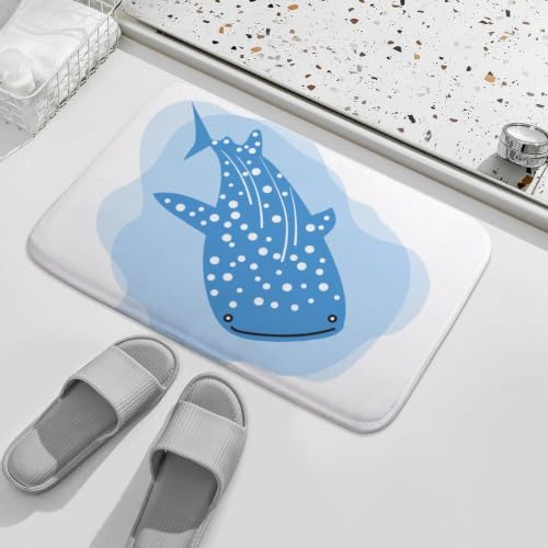 バスマット 40×60cm 泳ぐジンベイザメ サメ 魚 コーラルフリース 足ふきマット フワフワ 吸水 滑り止め 玄関マット 室内インテリア 脱衣所 洗面所 [2]