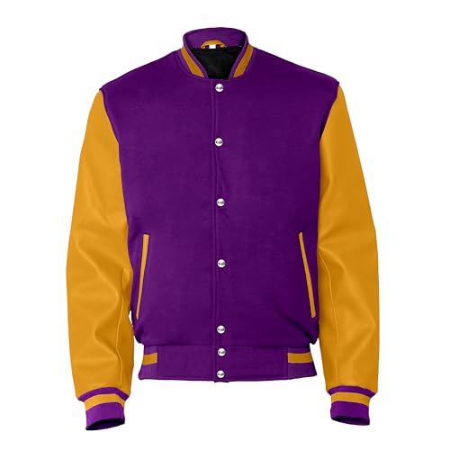 Image of Baseball Wool Letterman Varsity Faux Leather Sleeve For Men | Wool Varsity Bomber Jacket