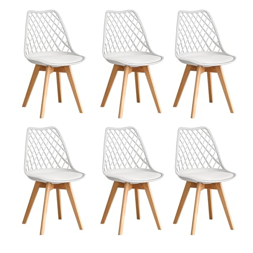 BenyLed Lot de 6 Chaises de Salle à Manger, Chaises de Cuisine Scandinaves-Dossier à Coque...