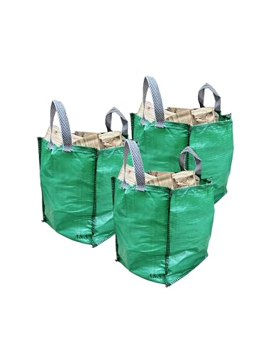 3 x Garden Waste Bags - 120 Litre - Heavy Duty Garden Green Waste Sacks - Industrial Fabric and...