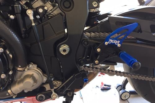 Commandes reculées GSXR 1000 réglables platines anti glisse bleu