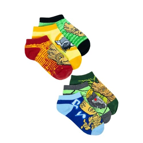 Marvel Pacote com 6 meias para meninos Guardiões da Galáxia (tamanho do sapato: 3-9), Multicor, 3-9