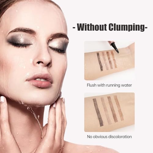 2 Stück Magischer Microblading Augenbrauenstift mit 4 Mikrogabelspitzen, Wischfester Augenbrauenfarbe, Sorgt für Natürlich Aussehende, Definierte Augenbrauen (Dunkelbraun(2 Stück))