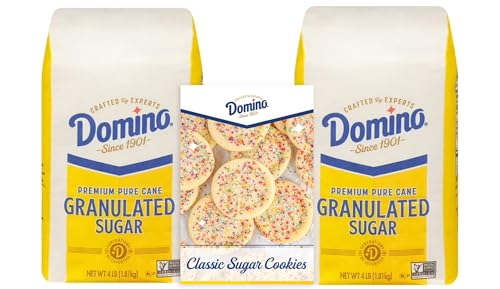 Domino® Granulated Sugar, 4 lb Bag of Premium Pure Cane Sugar (Pack of 2) with Bonus Brand Recipe Card