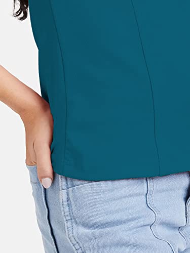 Image of Mehrang Women's Solid Ribbed Crop Tank Top Ribbed Tops for Women V-Neck 3 /4th Balloon Sleeves