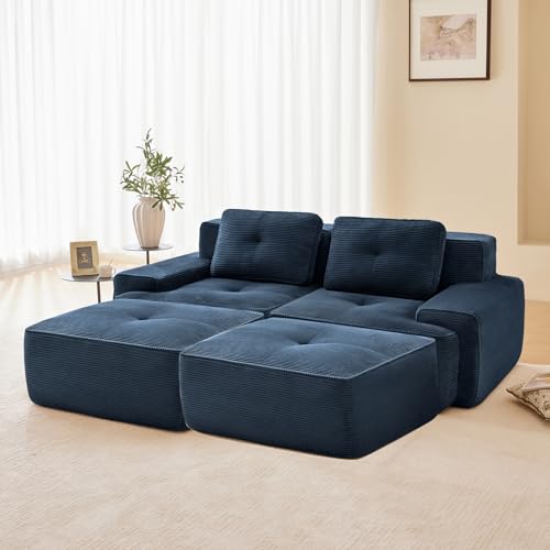 Image of Corduroy Modular Sectional Sofa, Oversized Cloud Couches for Living Room