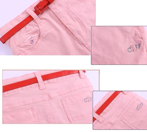 Image of ABALACOCO Jean Skirt for Girls 2Pack Denim Mini Skirt Shorts A-Line Kids Dress,Stretchy Waist Cotton Soft Button Wear 3-14T