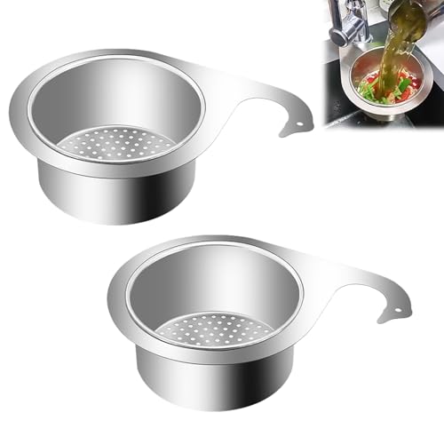 2pcs Cesta de Drenaje de Cisne de Acero Inoxidable,Cesta de Filtro Colgante for Grifo,Filtro Fregadero Esquina Cocina Cisne,Para Escurrir Pasta Cocida, Lavar Verduras, Frutas, Arroz