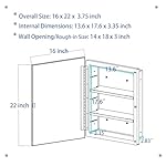 Plastic Bathroom Medicine Mirror Cabinet 16 x 22 inch, Surface and Recessed Mount, Beveled Edge Mirror - Image 3