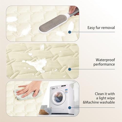 Image of gogobunny 100% Double-Sided Waterproof Dog Bed Cover Pet Blanket Sofa Couch Furniture Protector for Puppy Large Dog Cat, Reversible (30x90 Inch (Pack of 1), Dark Cream /Light Cream)